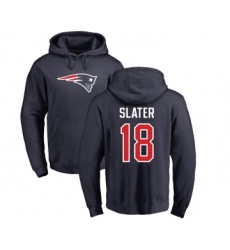 Football New England Patriots #18 Matthew Slater Navy Blue Name & Number Logo Pullover Hoodie