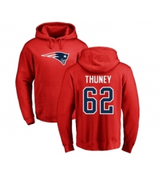 Football New England Patriots #62 Joe Thuney Red Name & Number Logo Pullover Hoodie