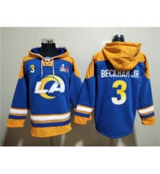 Men's Los Angeles Rams #3 Odell Beckham Jr. 2022 Royal Super Bowl LVI Champions Pullover Hoodie