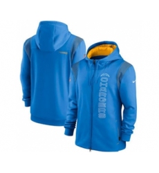 Men's Los Angeles Chargers 2021 Powder Blue Sideline Team Performance Full-Zip Hoodie