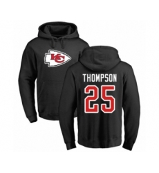 Football Kansas City Chiefs #25 Darwin Thompson Black Name & Number Logo Pullover Hoodie
