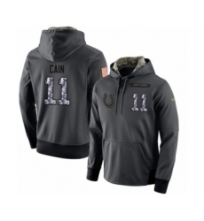 Football Men's Indianapolis Colts #11 Deon Cain Stitched Black Anthracite Salute to Service Player Performance Hoodie