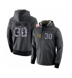 Football Men's New York Giants #30 Antonio Hamilton Stitched Black Anthracite Salute to Service Player Performance Hoodie