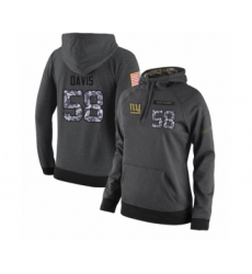 Football Women's New York Giants #58 Tae Davis Stitched Black Anthracite Salute to Service Player Performance Hoodie