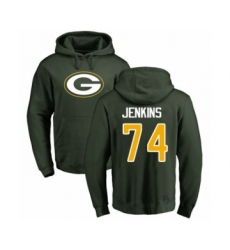 Football Green Bay Packers #74 Elgton Jenkins Green Name & Number Logo Pullover Hoodie