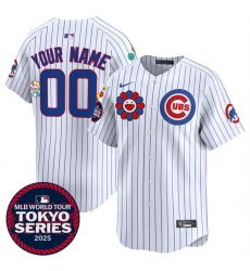 Men’s Chicago Cubs Active Player Custom White 2025 Tokyo Series Limited Stitched Baseball Jersey