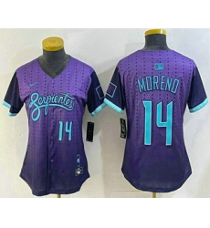 Women's Arizona Diamondbacks #14 Gabriel Moreno Number Purple 2025 City Connect Limited Jersey
