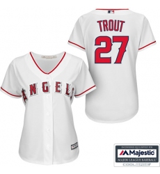 Women's Majestic Los Angeles Angels of Anaheim #27 Mike Trout Authentic White Home MLB Jersey