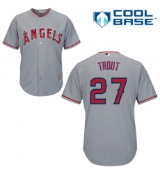 Youth Majestic Los Angeles Angels of Anaheim #27 Mike Trout Replica Grey Road Cool Base MLB Jersey