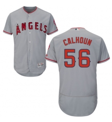 Men's Majestic Los Angeles Angels of Anaheim #56 Kole Calhoun Grey Road Flex Base Authentic Collection MLB Jersey
