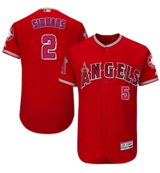 Men's Majestic Los Angeles Angels of Anaheim #2 Andrelton Simmons Authentic Red Alternate Cool Base MLB Jersey