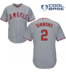 Men's Majestic Los Angeles Angels of Anaheim #2 Andrelton Simmons Replica Grey Road Cool Base MLB Jersey