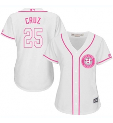 Women's Majestic Houston Astros #25 Jose Cruz Jr. Replica White Fashion Cool Base MLB Jersey