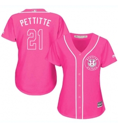 Women's Majestic Houston Astros #21 Andy Pettitte Authentic Pink Fashion Cool Base MLB Jersey