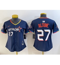 Women's Houston Astros #27 Jose Altuve Navy 2025 City Connect With Texas Patch Limited Stitched Baseball Jersey(Run Small)