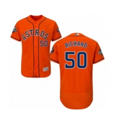 Men's Houston Astros #50 J.R. Richard Orange Alternate Flex Base Authentic Collection 2019 World Series Bound Baseball Jersey