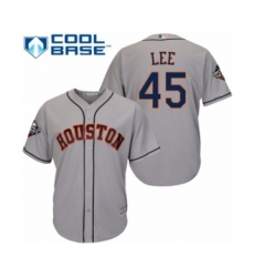 Youth Houston Astros #45 Carlos Lee Authentic Grey Road Cool Base 2019 World Series Bound Baseball Jersey