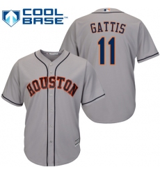 Men's Majestic Houston Astros #11 Evan Gattis Replica Grey Road Cool Base MLB Jersey