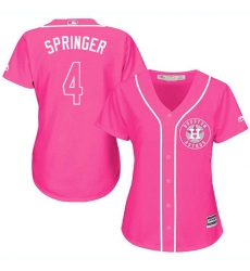 Women's Majestic Houston Astros #4 George Springer Replica Pink Fashion Cool Base MLB Jersey