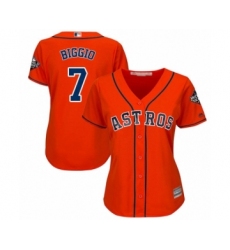 Women's Houston Astros #7 Craig Biggio Authentic Orange Alternate Cool Base 2019 World Series Bound Baseball Jersey