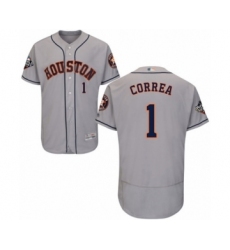 Men's Houston Astros #1 Carlos Correa Grey Road Flex Base Authentic Collection 2019 World Series Bound Baseball Jersey