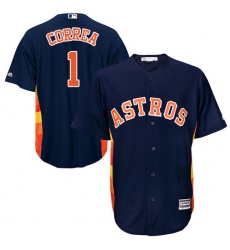 Men's Majestic Houston Astros #1 Carlos Correa Replica Navy Blue Alternate Cool Base MLB Jersey