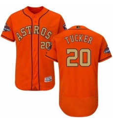 Men's Majestic Houston Astros #20 Preston Tucker Orange Alternate 2018 Gold Program Flex Base Authentic Collection MLB Jersey