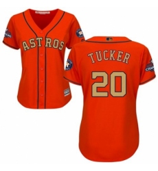 Women's Majestic Houston Astros #20 Preston Tucker Authentic Orange Alternate 2018 Gold Program Cool Base MLB Jersey