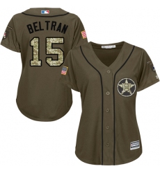 Women's Majestic Houston Astros #15 Carlos Beltran Authentic Green Salute to Service MLB Jersey