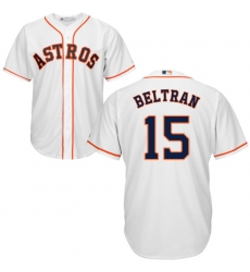 Youth Majestic Houston Astros #15 Carlos Beltran Replica White Home Cool Base MLB Jersey