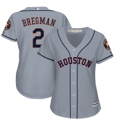 Women's Majestic Houston Astros #2 Alex Bregman Authentic Grey Road Cool Base MLB Jersey