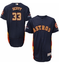 Men's Majestic Houston Astros #33 Mike Scott Navy Blue Alternate 2018 Gold Program Flex Base Authentic Collection MLB Jersey