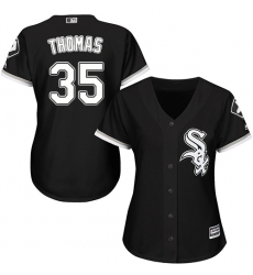 Women's Majestic Chicago White Sox #35 Frank Thomas Authentic Black Alternate Home Cool Base MLB Jersey