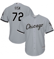 Men's Majestic Chicago White Sox #72 Carlton Fisk Replica Grey Road Cool Base MLB Jersey