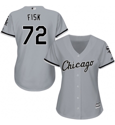 Women's Majestic Chicago White Sox #72 Carlton Fisk Authentic Grey Road Cool Base MLB Jersey