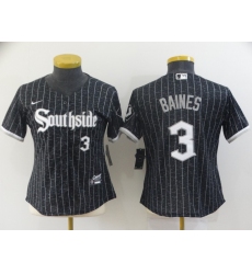 Women's Chicago White Sox #3 Harold Baines Replica Black Alternate Home Jersey