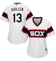 Women's Majestic Chicago White Sox #13 Ozzie Guillen Authentic White 2013 Alternate Home Cool Base MLB Jersey