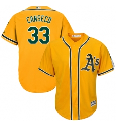 Youth Majestic Oakland Athletics #33 Jose Canseco Replica Gold Alternate 2 Cool Base MLB Jersey
