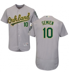Men's Majestic Oakland Athletics #10 Marcus Semien Grey Road Flex Base Authentic Collection MLB Jersey