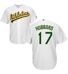 Youth Majestic Oakland Athletics #17 Glenn Hubbard Authentic White Home Cool Base MLB Jersey