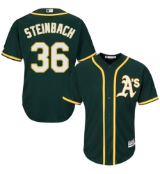 Men's Majestic Oakland Athletics #36 Terry Steinbach Replica Green Alternate 1 Cool Base MLB Jersey