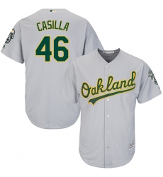 Youth Majestic Oakland Athletics #46 Santiago Casilla Authentic Grey Road Cool Base MLB Jersey