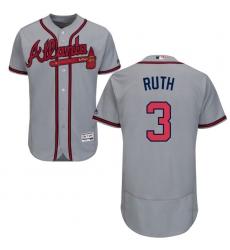Men's Majestic Atlanta Braves #3 Babe Ruth Grey Road Flex Base Authentic Collection MLB Jersey