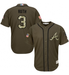 Youth Majestic Atlanta Braves #3 Babe Ruth Authentic Green Salute to Service MLB Jersey
