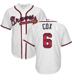 Men's Majestic Atlanta Braves #6 Bobby Cox Authentic White Team Logo Fashion Cool Base MLB Jersey