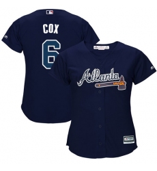 Women's Majestic Atlanta Braves #6 Bobby Cox Authentic Blue Alternate Road Cool Base MLB Jersey