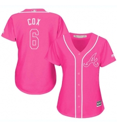 Women's Majestic Atlanta Braves #6 Bobby Cox Authentic Pink Fashion Cool Base MLB Jersey