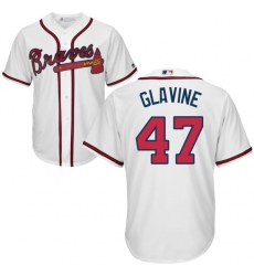 Youth Majestic Atlanta Braves #47 Tom Glavine Authentic White Home Cool Base MLB Jersey