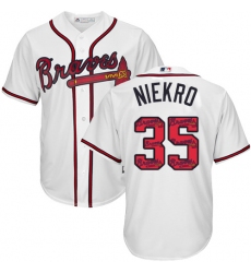 Men's Majestic Atlanta Braves #35 Phil Niekro Authentic White Team Logo Fashion Cool Base MLB Jersey