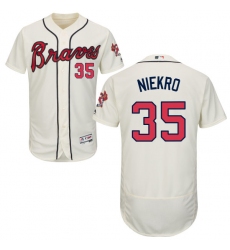 Men's Majestic Atlanta Braves #35 Phil Niekro Cream Alternate Flex Base Authentic Collection MLB Jersey